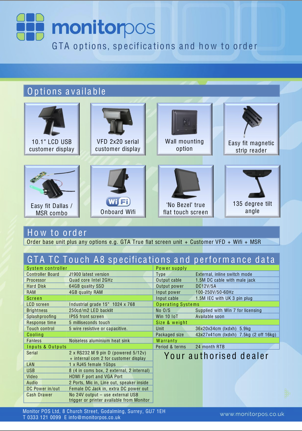 Monitor Pos GTA 15” with  Windows 10 IOT